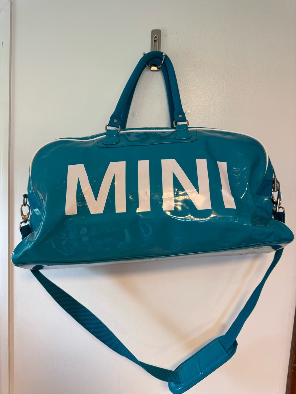 BMW Teal Patent MINI Travel Duffle